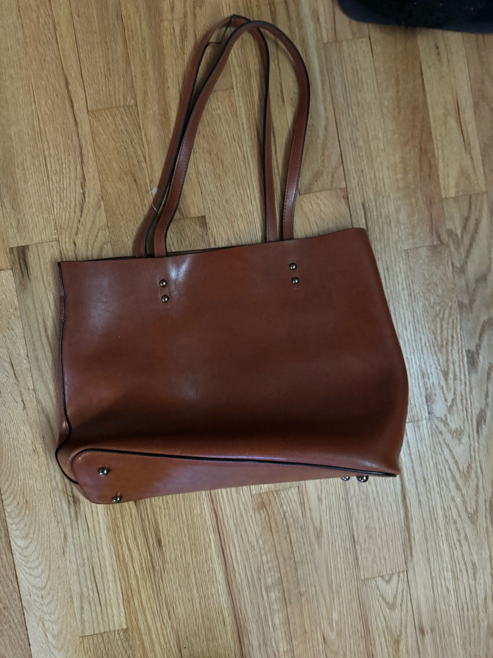 Brown faux leather shoulder bag
